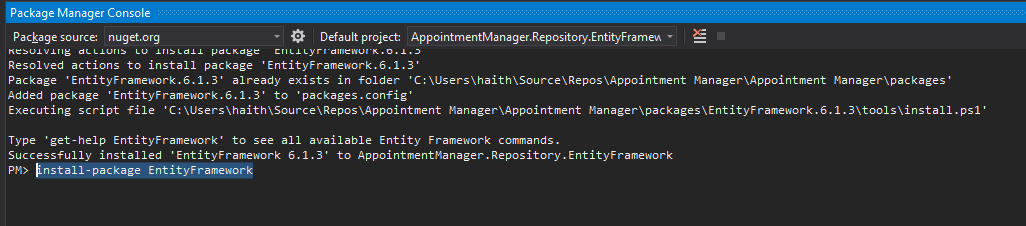 NuGet EntityFramework